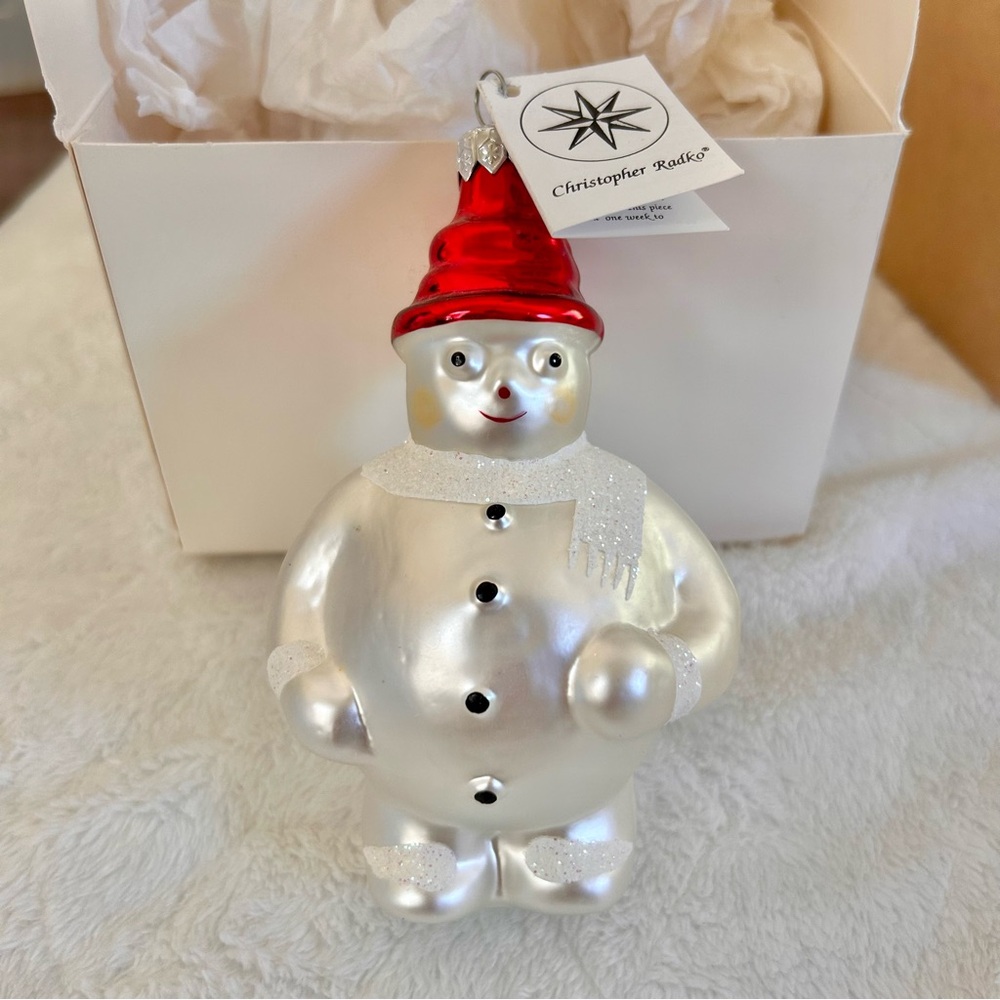 Christopher Radko SIGNED Vintage Ornament Snowman Handblown SIGNED BY ARTIST